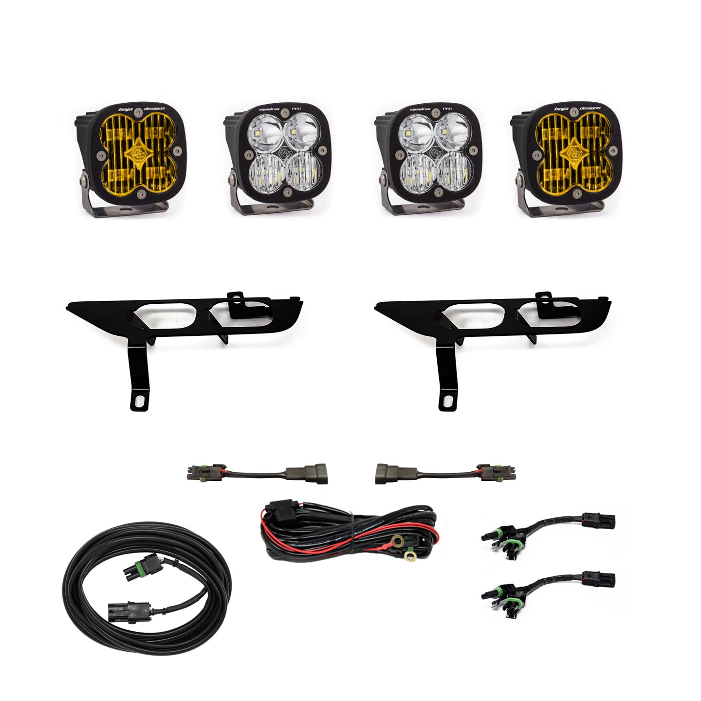 Squadron SAE Pro Fog Pocket LED Light Kit BAJA DESIGN fits Ford F-150 2021+ Without Daytime Running Lights (Multi-Pattern; Amber; Toggle Wiring)