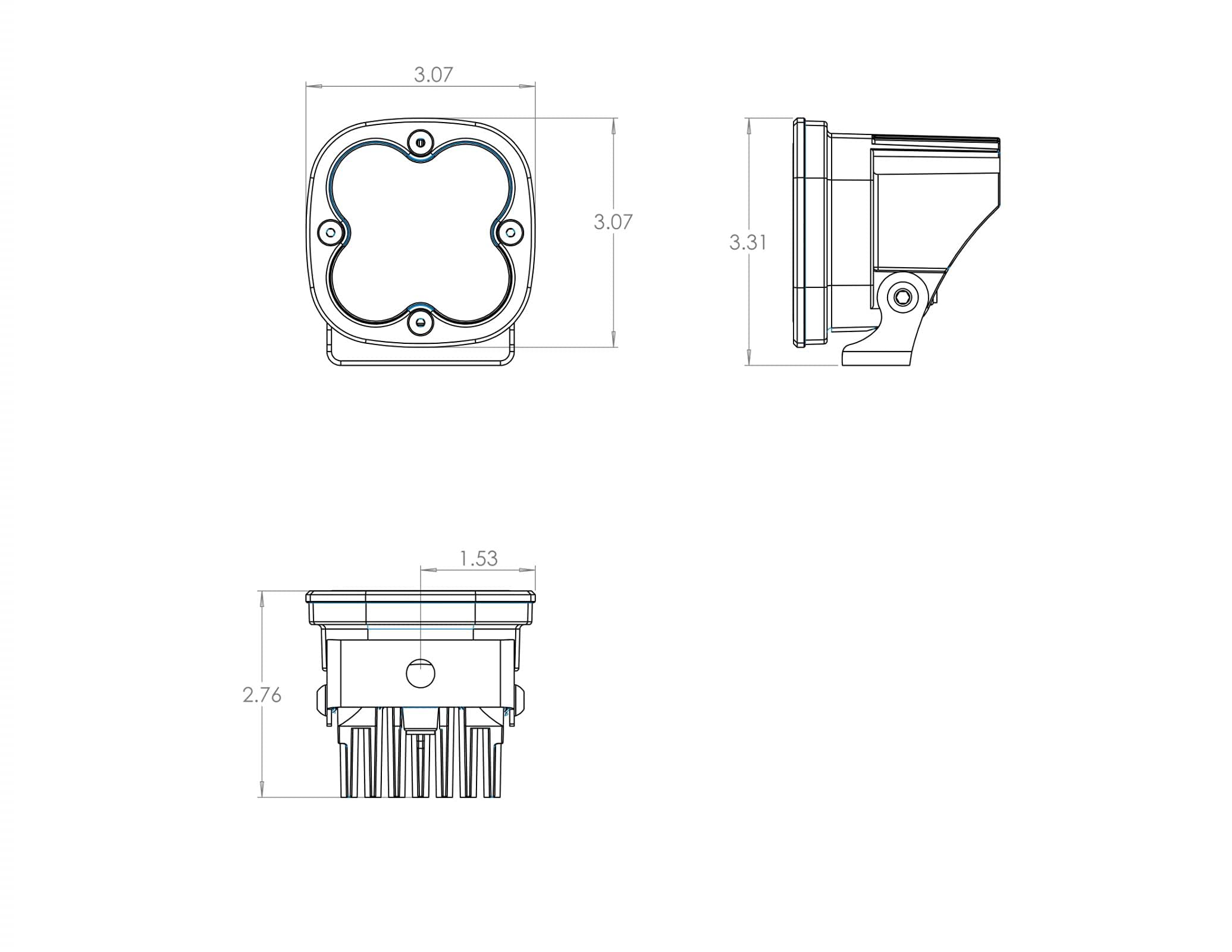 Baja Designs Auxiliary Squadron Pro White LED Light Pod for UTV, Off Road, Boat (Work/Scene Lens; Clear)