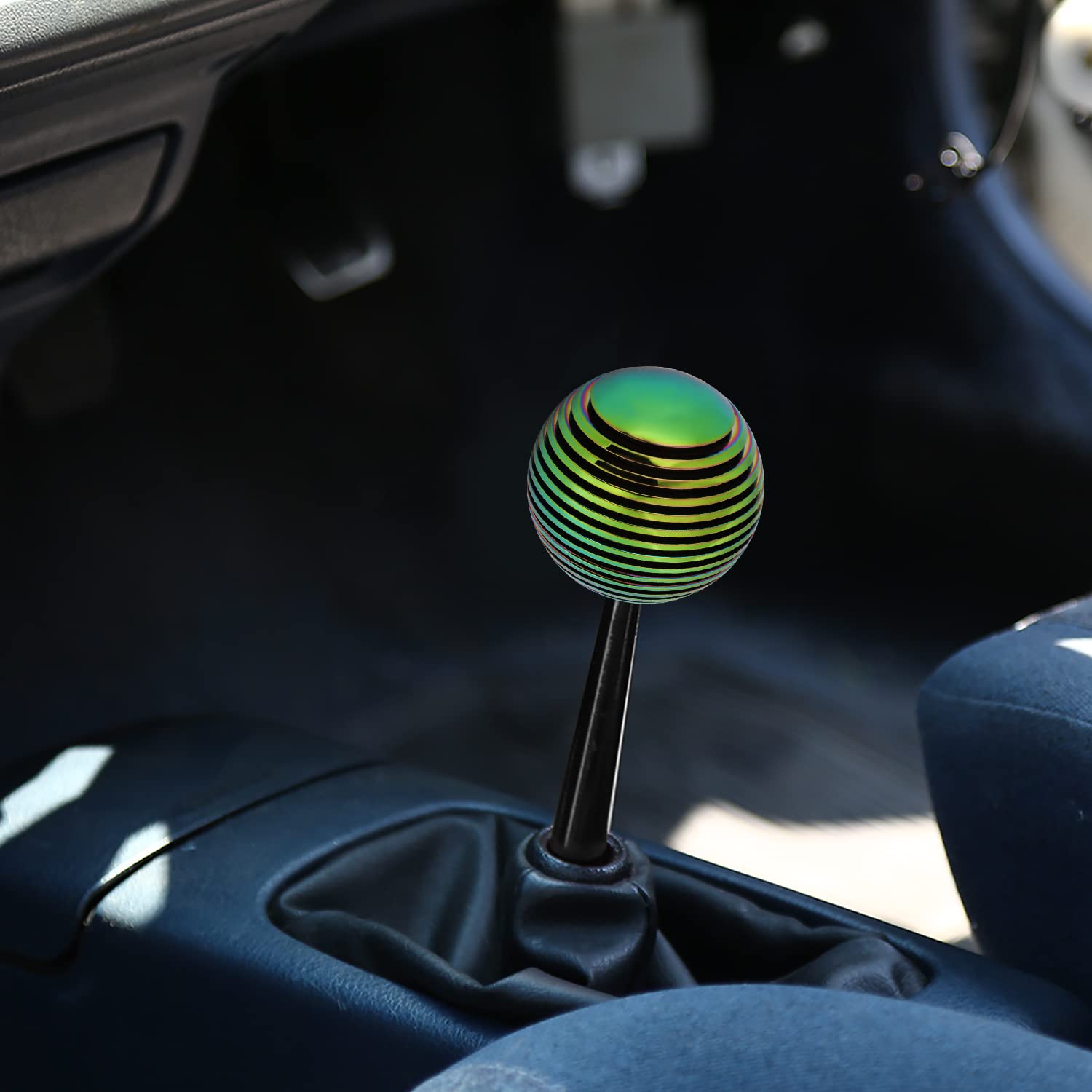 NRG Innovations Universal Aluminum SK-703MC Shift Knob with Thread Adapters, Heat Sink Style Round Ball Shape, Neo Chrome