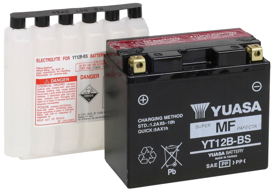 YT12B-BS Yuasa YUAM6212B Maintenance Free AGM Battery with Acid pack