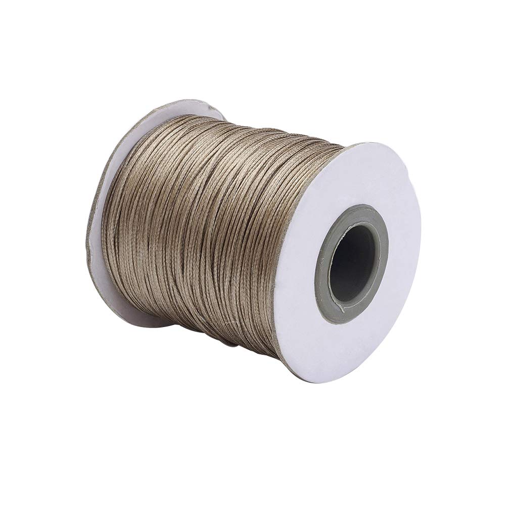 Waxed Cord JEWELEADER 185 Yards Polyester, Waxed Polyester Thread 0.5mm Round Rattail Waxed Beading String Cord for Jewelry Bracelet Making Macrame Crafting DIY Leather - Burly Wood