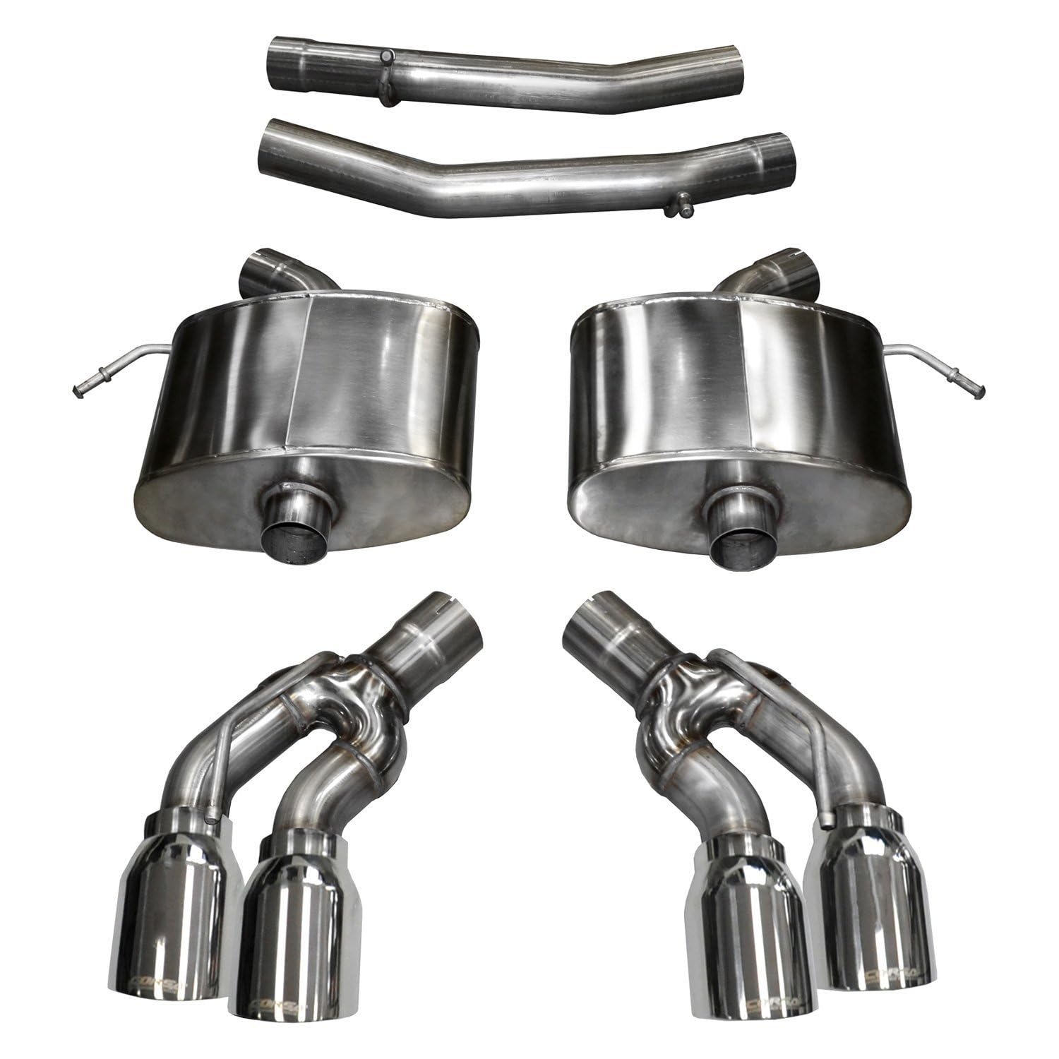 Xtreme Corsa Performance 14358 AxleBack Exhaust System Dual Rear Exit 2.75 in. Dia. Incl. Dual MufflersAxle Pipe AssembliesHardwareDual 4 in. Polished ProSeries Polished Tips AxleBack