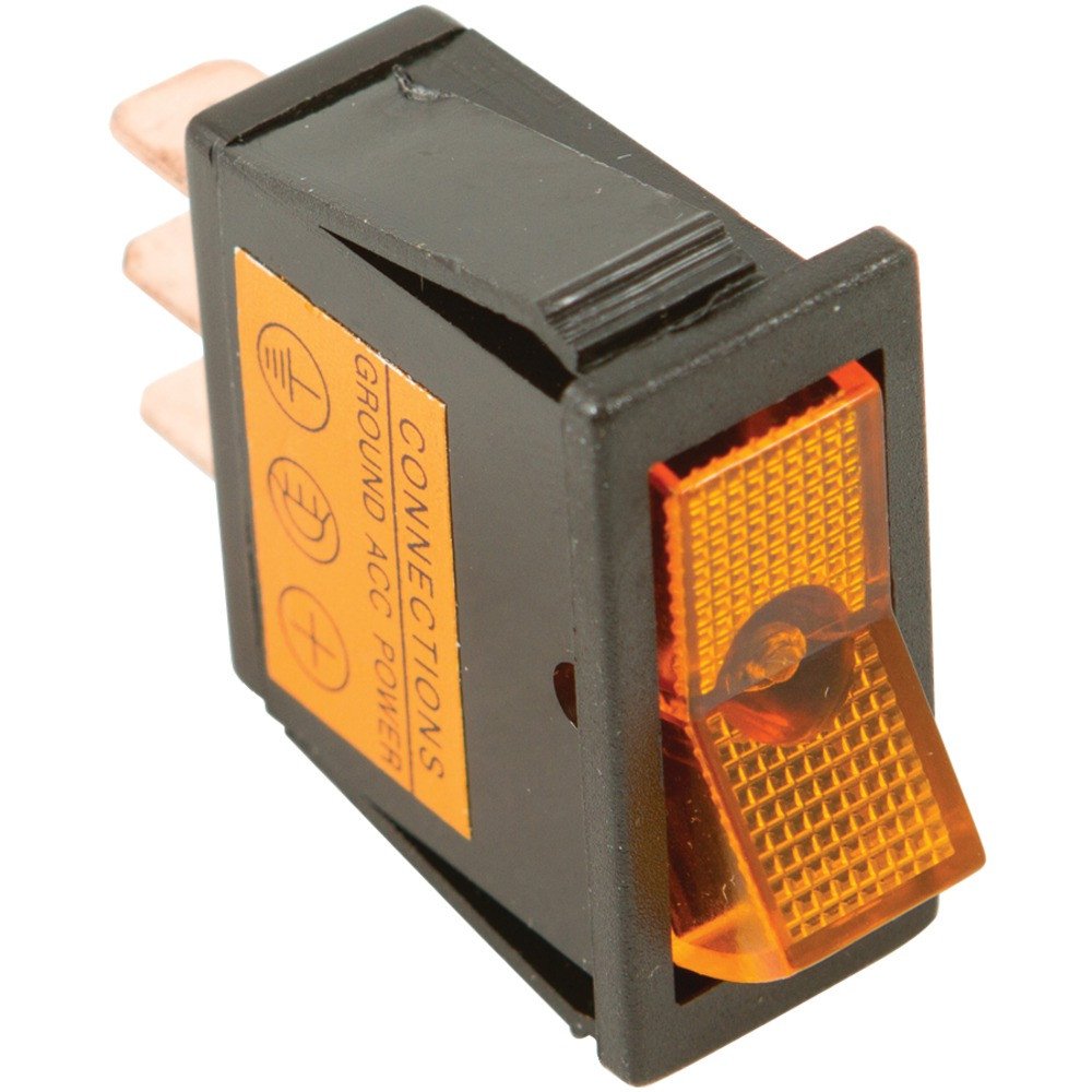 On/Off WirthCo 20531 Illuminated Amber Rocker Switch Fits 12 X 30Mm Slot 20A Retail Pkg