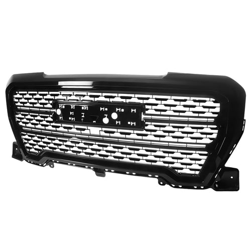Polished Black Spec-D Tuning Denali Style Front Bumper Hood Upper Grill Grille Compatible with 2019-2021 GMC Sierra 1500
