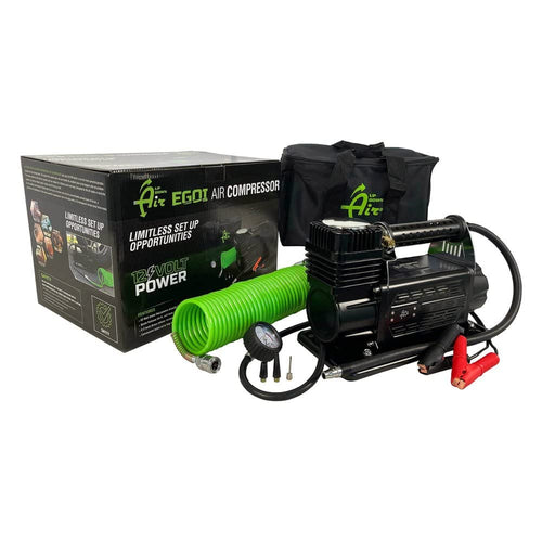 EGOI Portable Air Twin Compressor System Up Down Air 5.6 CFM With Storage Bag, Hose & Attachments - Single Motor