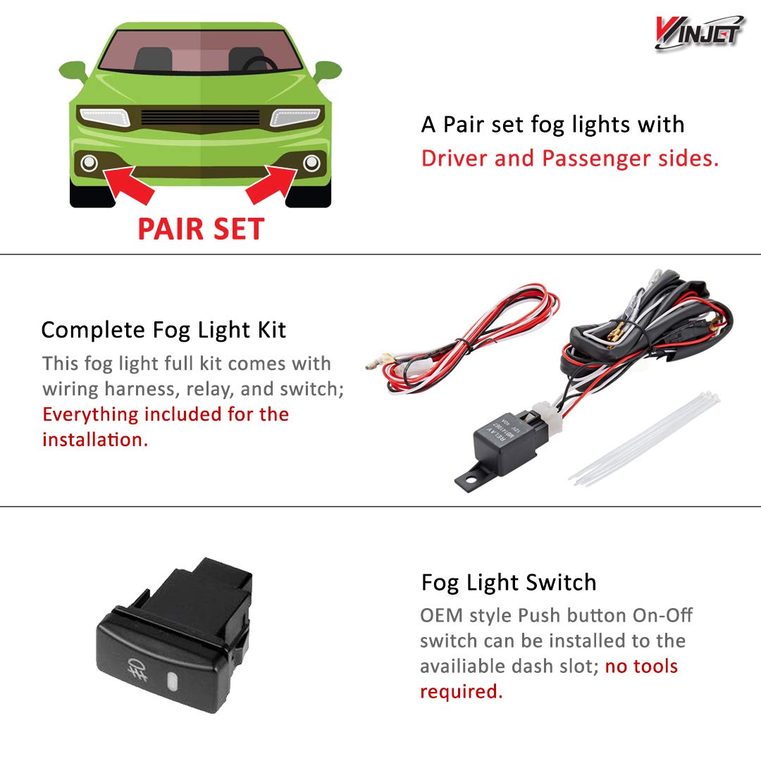 Winjet Driving Fog Lights Compatible with [1999 2000 2001 Honda Odyssey] + Switch + Wiring Kit, Clear lens, WJ30-0135-09