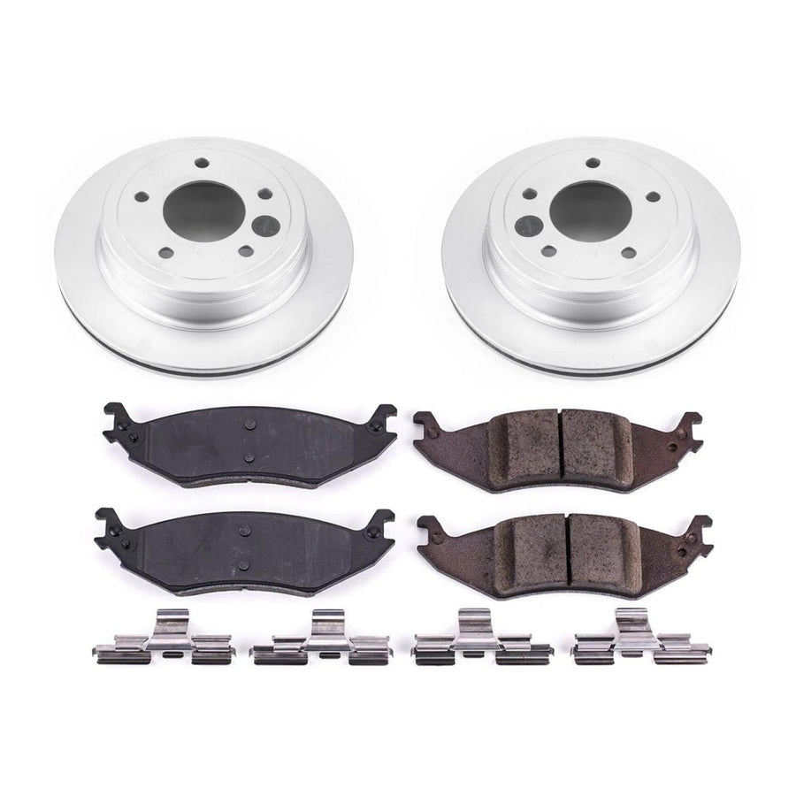Power Stop Coated Brake Rotor and Ceramic Brake Pads CRK4579- Rear For Ford E-150 2004-2006, Ford E-150 Club Wagon 2004-2005 [Model Specific]