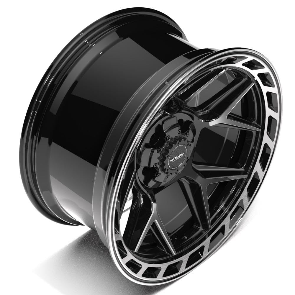 4PLAY 20 Inch Wheels 4P55 Rim Fits 5x127 & 5x139.7 20x10 Gloss Black Brushed with Tinted Clear (1)