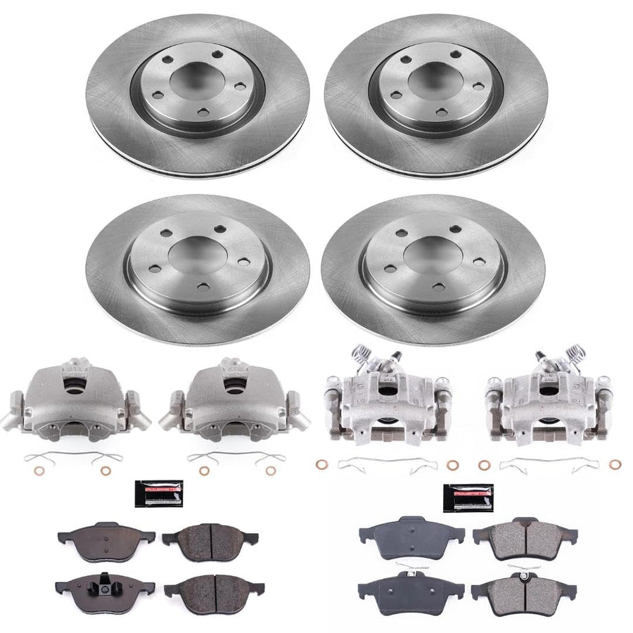 Power Stop Autospecialty KCOE126 Replacement Front and Rear Caliper Kit-Rotors, Ceramic Brake Pads, Calipers For Mazda 3 2004 [Model Specific]