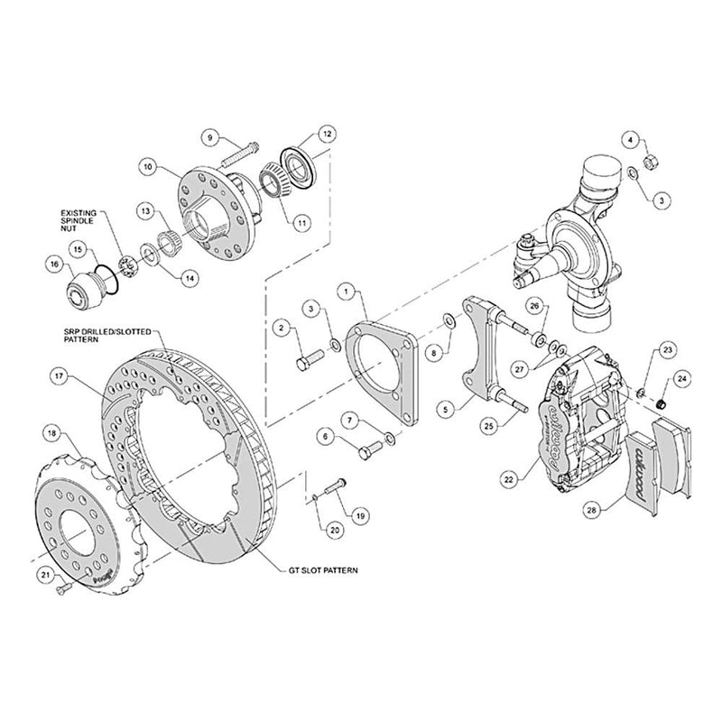 Front Hub Kit FNSL6R, 14.00", Drill, Red