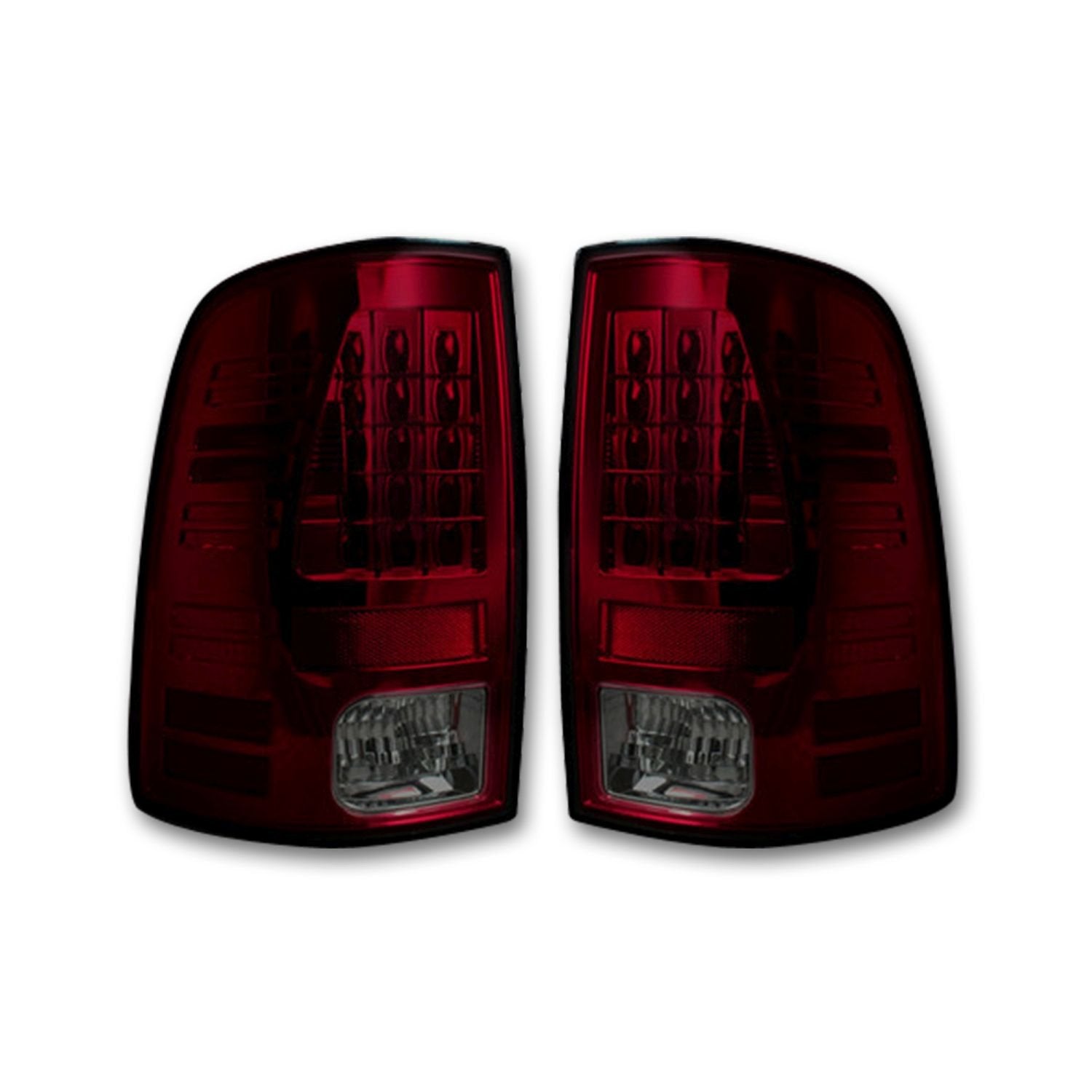 Rear Brake & Reverse 2013-14 Dodge Ram Dark Red Taillights w/Brake LED Bulbs