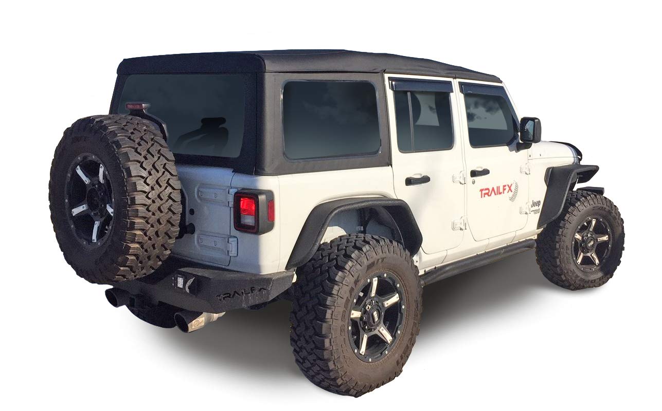 Fender Flares Flat Style Fits Jeep Wrangler JL 2018–2025 Pair of 5.5 Inch Tire Coverage, Textured Powder Coated Black, With LED Turn Signal & Marker Light, Set of 2 TrailFX JL05RF