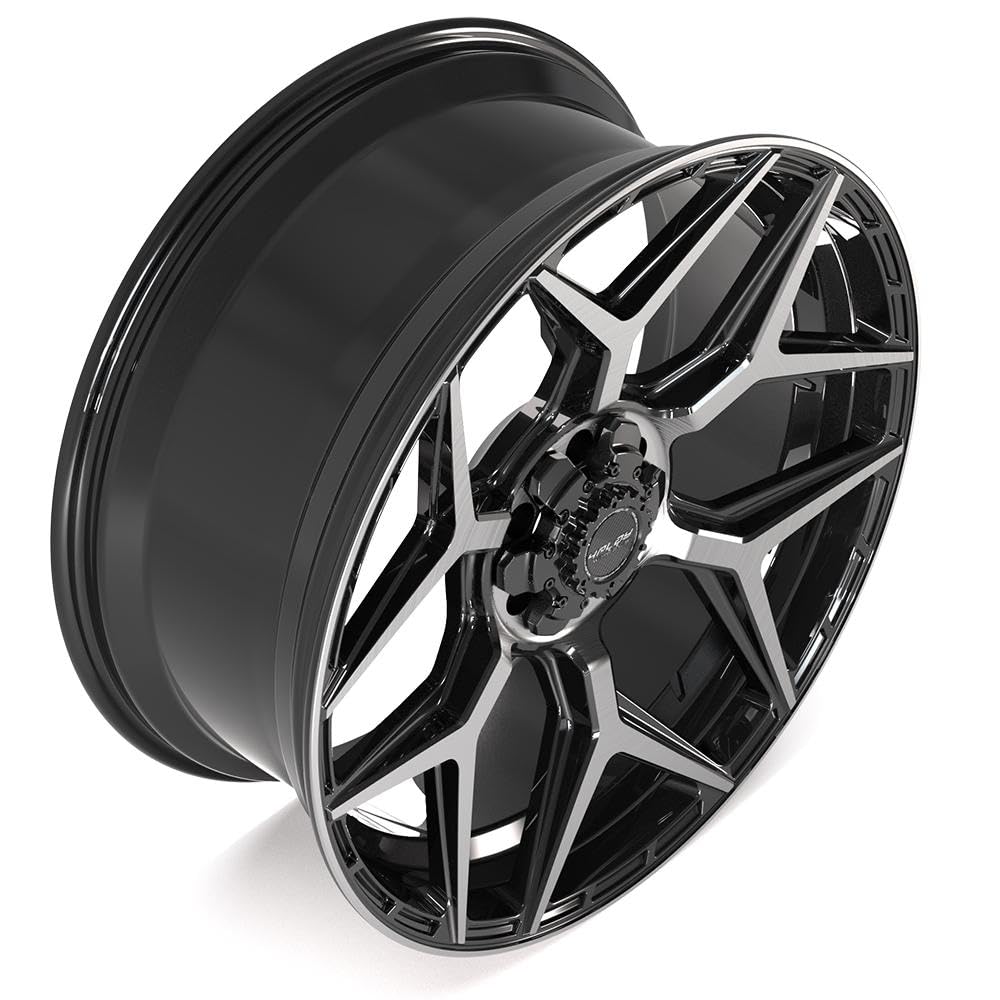 4PLAY 24 Inch Wheels 4P06 Rim Fits 6x135 & 6x139.7 24x10 Gloss Black Brushed with Tinted Clear (1)
