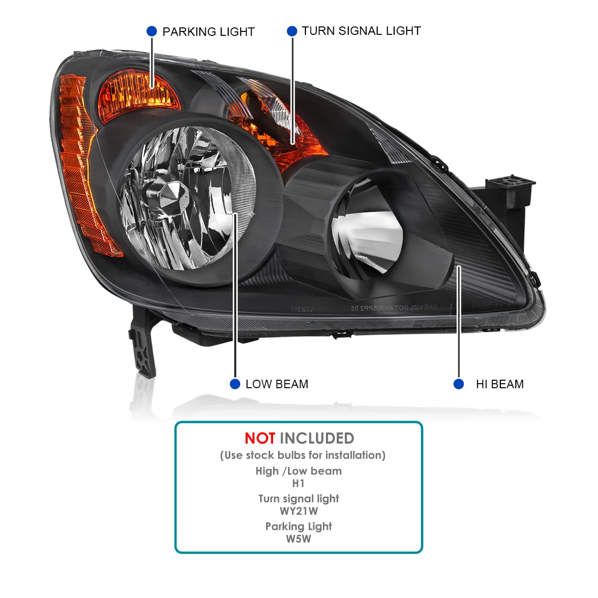 Black Headlights SPEC-D TUNING Compatible with 2005-2006 Honda CR-V models made in Japan only