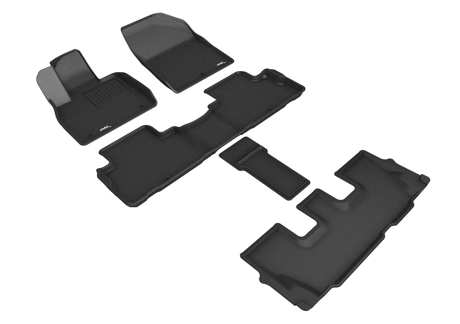 Kagu 3D MAXpider Custom Fit Floor Mat (Black) Compatible with Hyundai Palisade 7-Seat 2020-2025 - Full Set