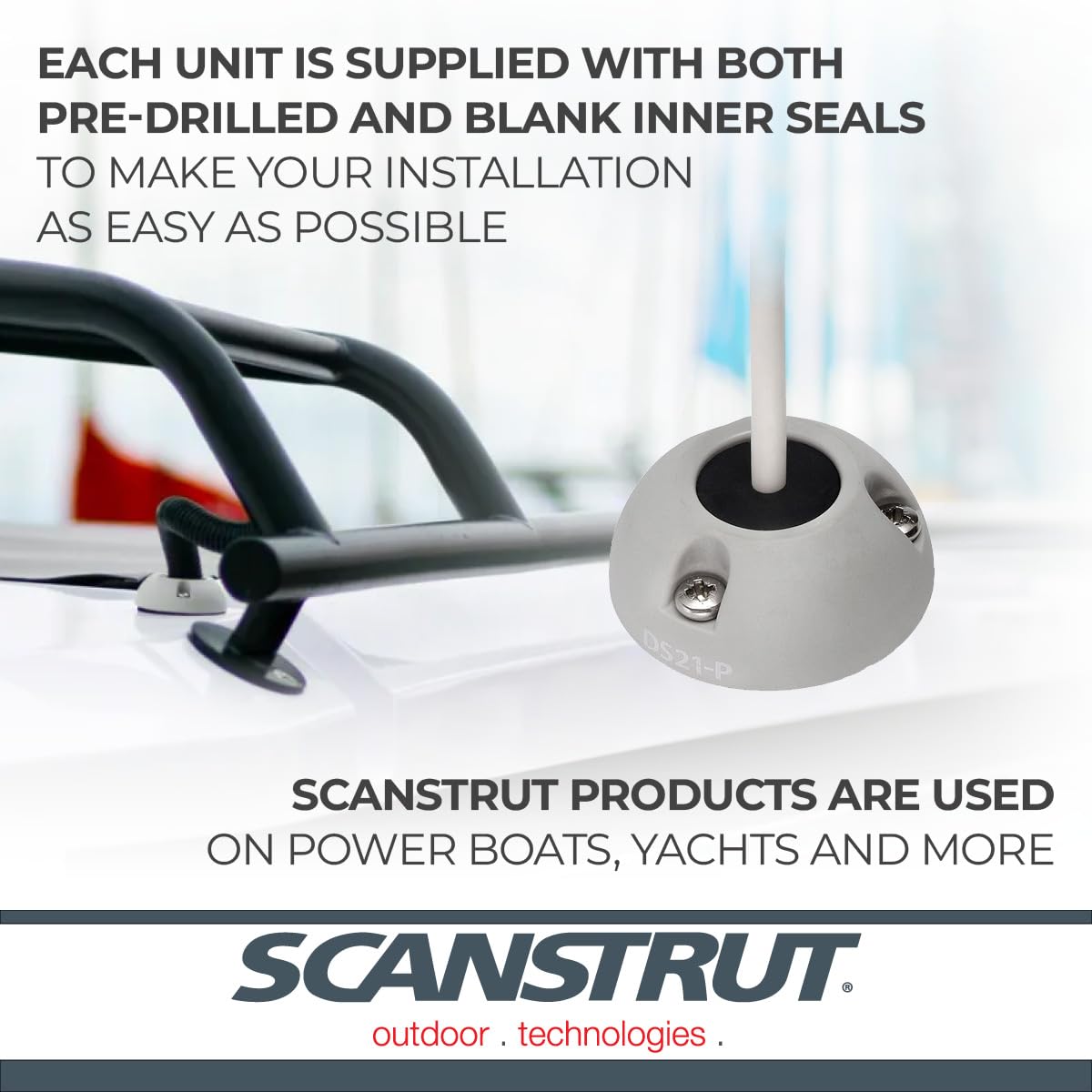 Scanstrut Small Vertical DS21B-P Cable Seal for Connectors Up to 0.83" and Cables 0.35"-0.55" - Gray Plastic