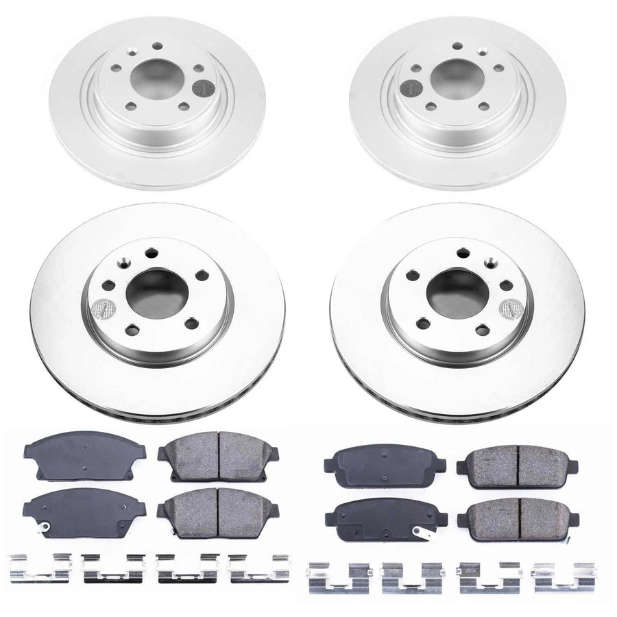 Power Stop Front and Rear CRK5555 Coated Brake Rotors and Z17 Ceramic Brake Pads Kit For Buick Verano 2012-2017, Chevrolet Cruze 2014-2015, Chevrolet Volt 2011-2015 [Model Specific]