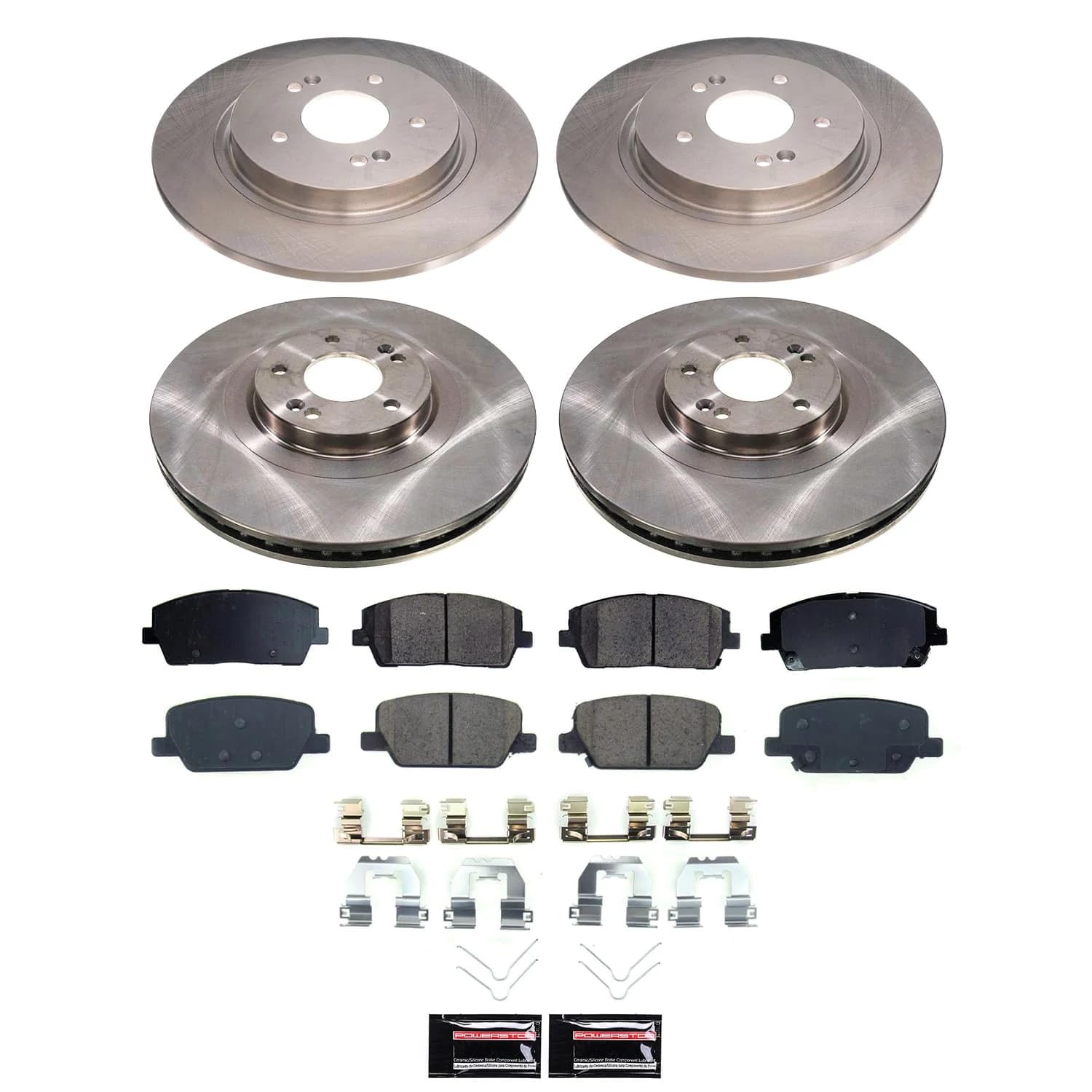 POWERSTOP Stock Replacement Front and Rear Brake Pads and Rotors Brake Kit Autospecialty For Hyundai Palisade 2020-2023, Kia Telluride 2020-2022 [Vehicle Specific]