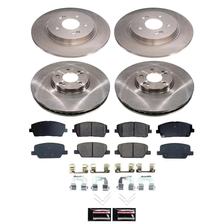 POWERSTOP Stock Replacement Front and Rear Brake Pads and Rotors Brake Kit Autospecialty For Hyundai Palisade 2020-2023, Kia Telluride 2020-2022 [Vehicle Specific]