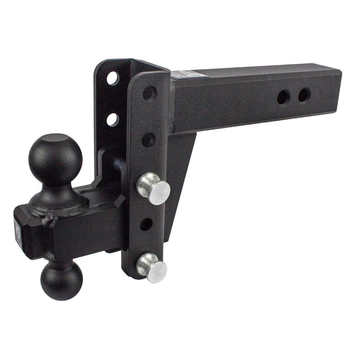 2.5" BulletProof Hitches Adjustable Heavy Duty Trailer Hitch (22,000 lb. Rating) - 4" Drop/Rise Trailer Hitch with 2" & 2-5/16" Dual Ball - Powder Coat, Solid Steel, Corrosion-Resistant