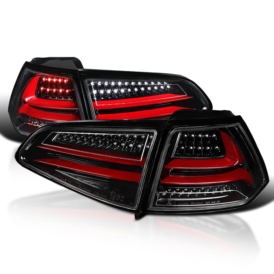 Jet Black Housing SPEC-D TUNING Red LED Bar Tail Lights Compatible with 2015-2017 Volkswagen Golf GTI Models, Left + Right Pair Assembly