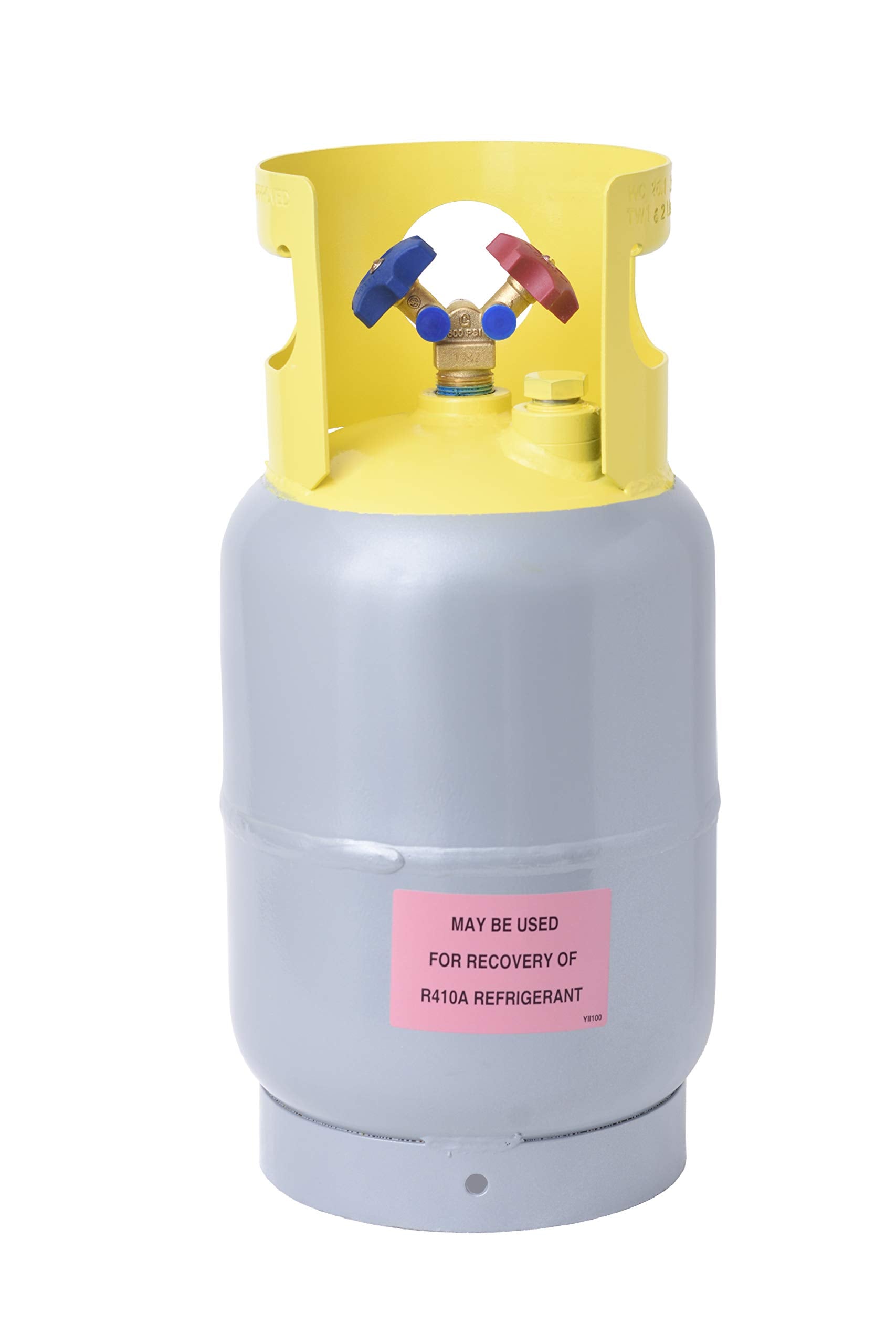 30-LB Pound Flame King Refrigerant Recovery Cylinder Tank, Y-Valve for Liquid/Vapor, Reusable - DOT Compliant - Gray