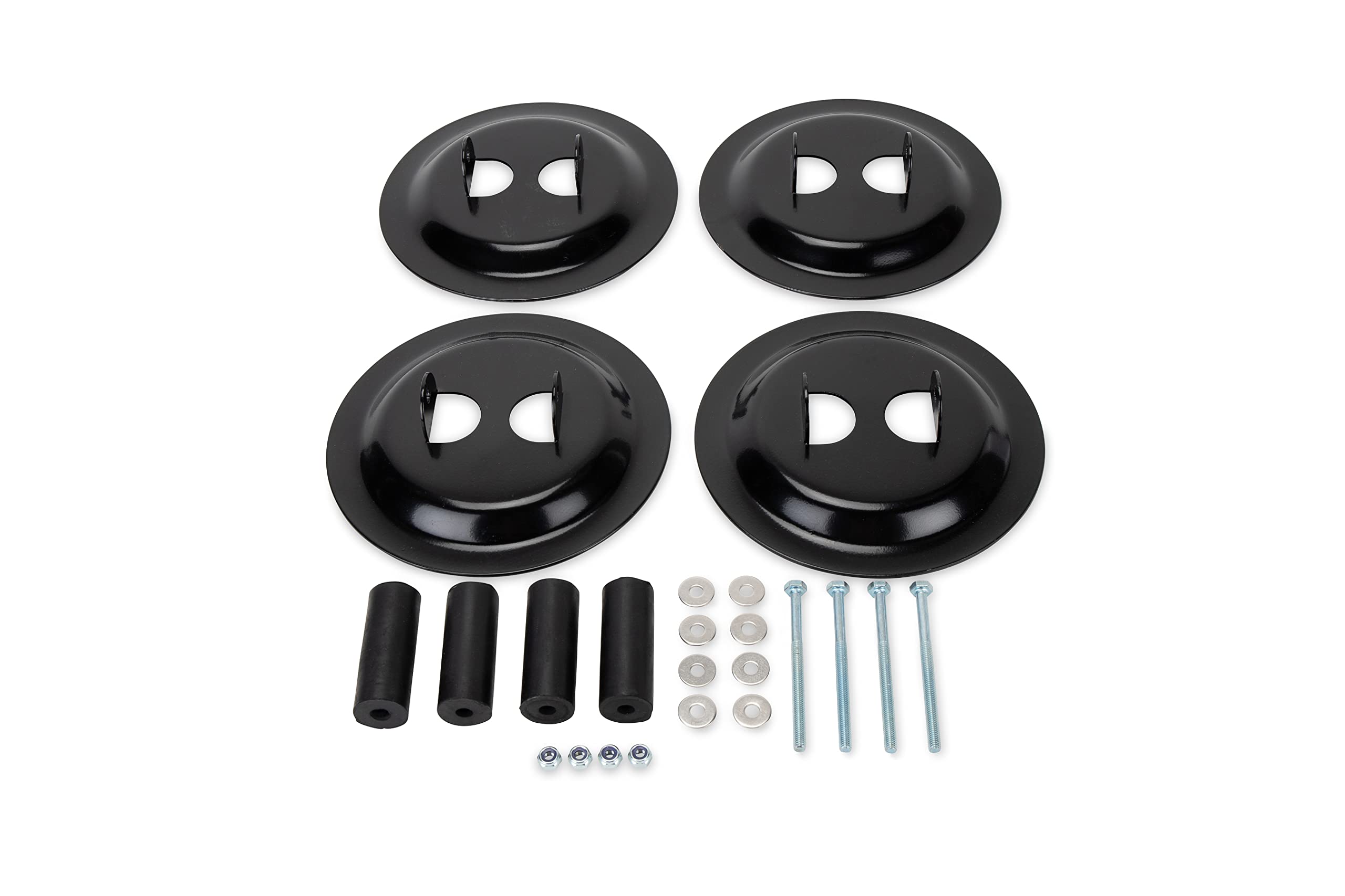 Camco RV Stabilizing Jack Base Pads Heavy-Duty - Greater Jack Stability Provides - Made of Black Powder-Coated Durable Steel - 4-Pack (57883)