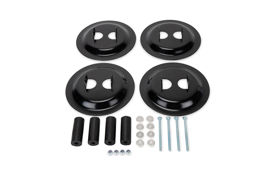 Camco RV Stabilizing Jack Base Pads Heavy-Duty - Greater Jack Stability Provides - Made of Black Powder-Coated Durable Steel - 4-Pack (57883)
