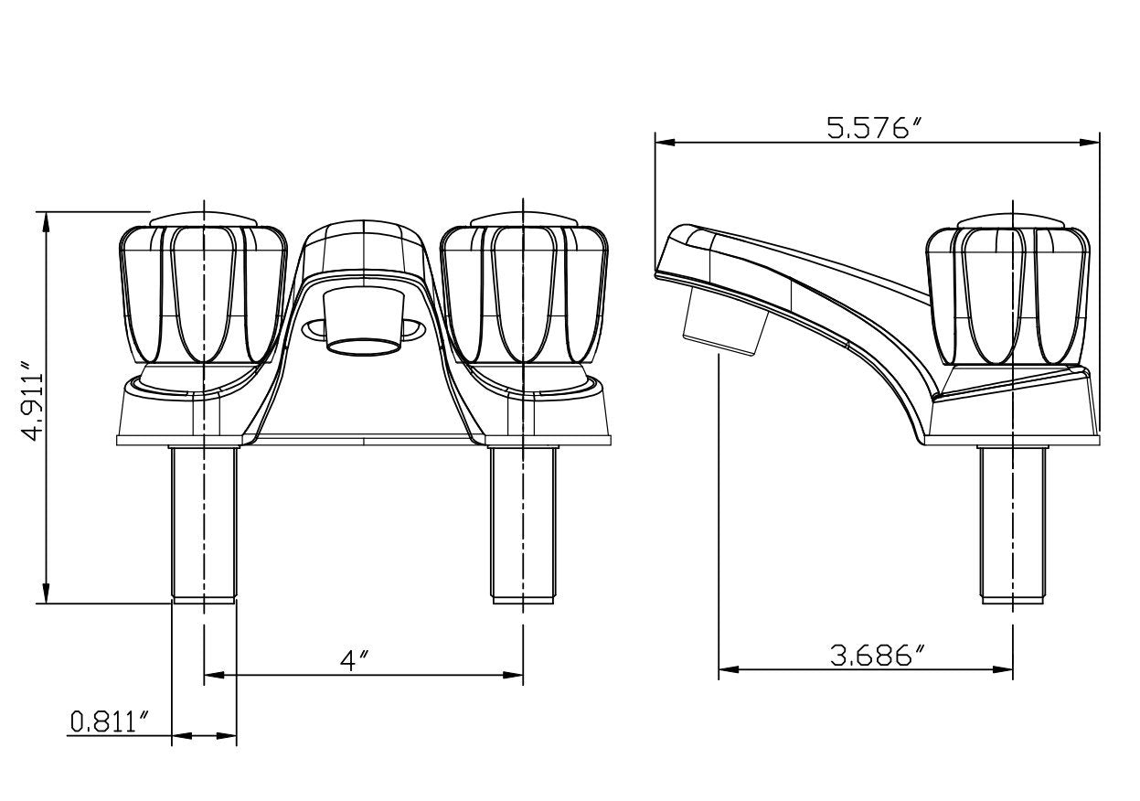Dura Faucet RV Bathroom Faucet DF-PL700S-SN with Smoked Acrylic Knobs (Brushed Satin Nickel)