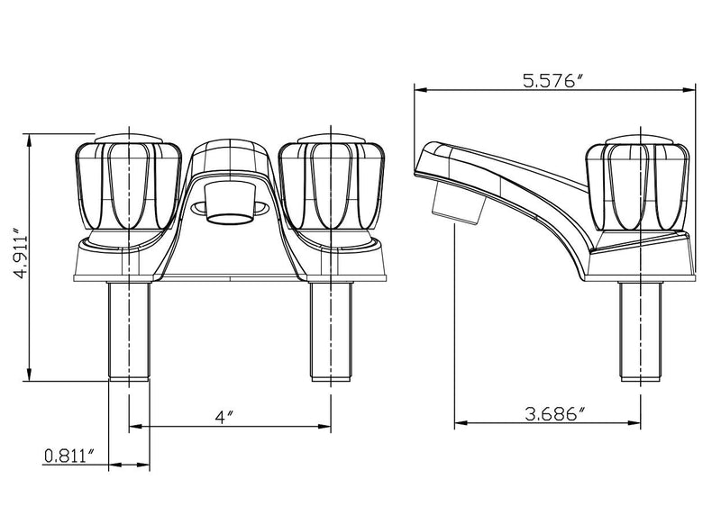 Dura Faucet RV Bathroom Faucet DF-PL700S-SN with Smoked Acrylic Knobs (Brushed Satin Nickel)