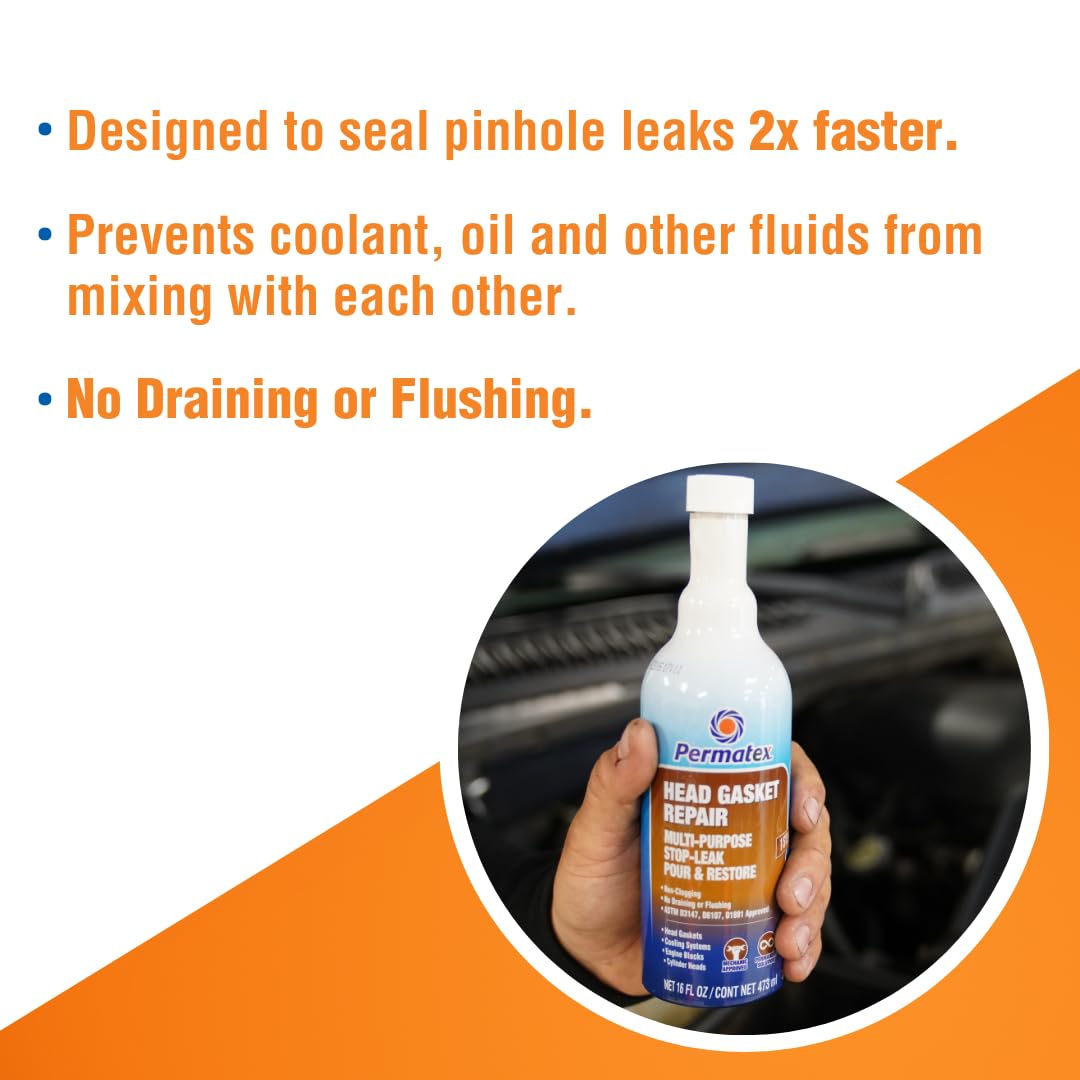 Head Gasket Repair Permatex 30300 - Multi-Purpose Stop-Leak, 16 fl. Oz, Seals Head Gaskets While Preventing Future Leaks