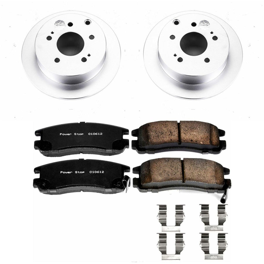 Power Stop Coated Brake Rotor CRK155 & Ceramic Brake Pads- rear For Mitsubishi Eclipse 2006-2012, Mitsubishi Galant 2004-2012 [Model Specific]