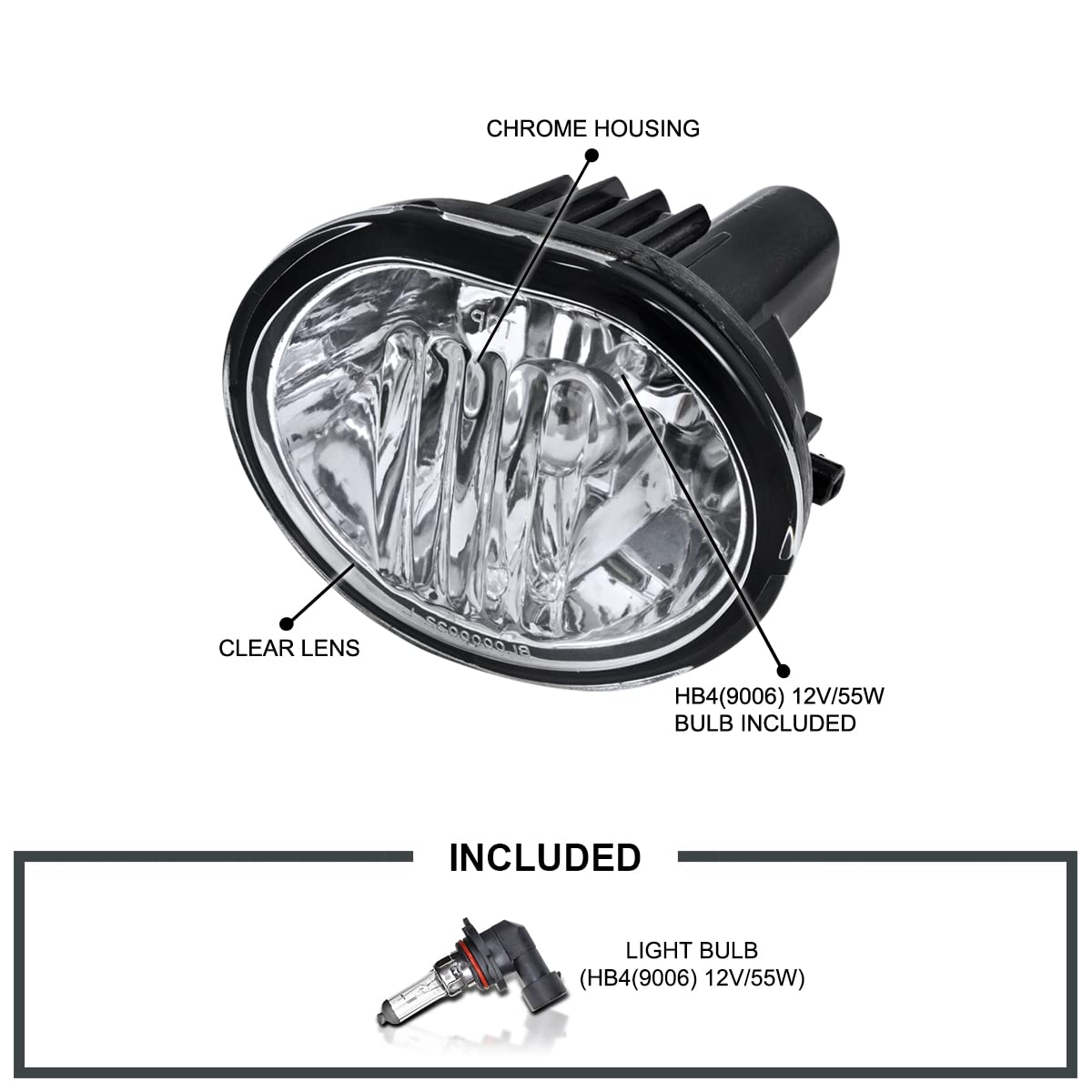 Clear SPEC-D TUNING Bumper Driving Fog Lights + Bulbs Compatible with 2003-2008 Toyota Matrix, Pontiac, Vibe, L+R Pair Assembly