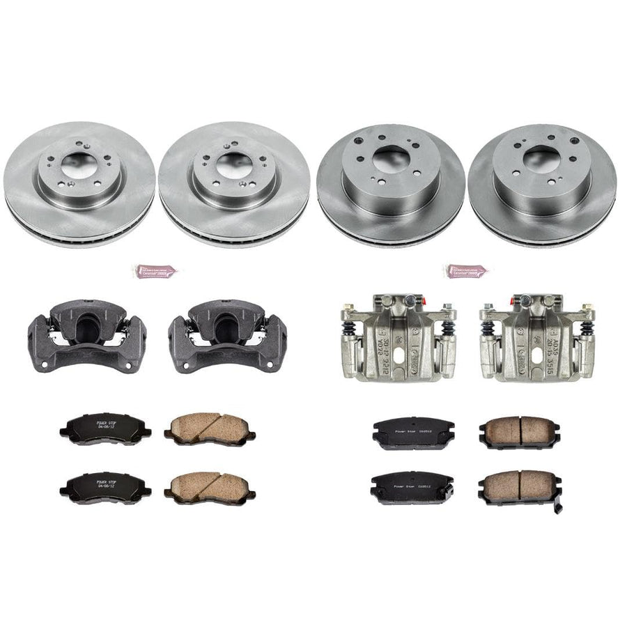 Power Stop KCOE2809 Replacement Autospeciality Front and Rear Caliper Kit- OE Rotors, Ceramic Brake Pads, Calipers