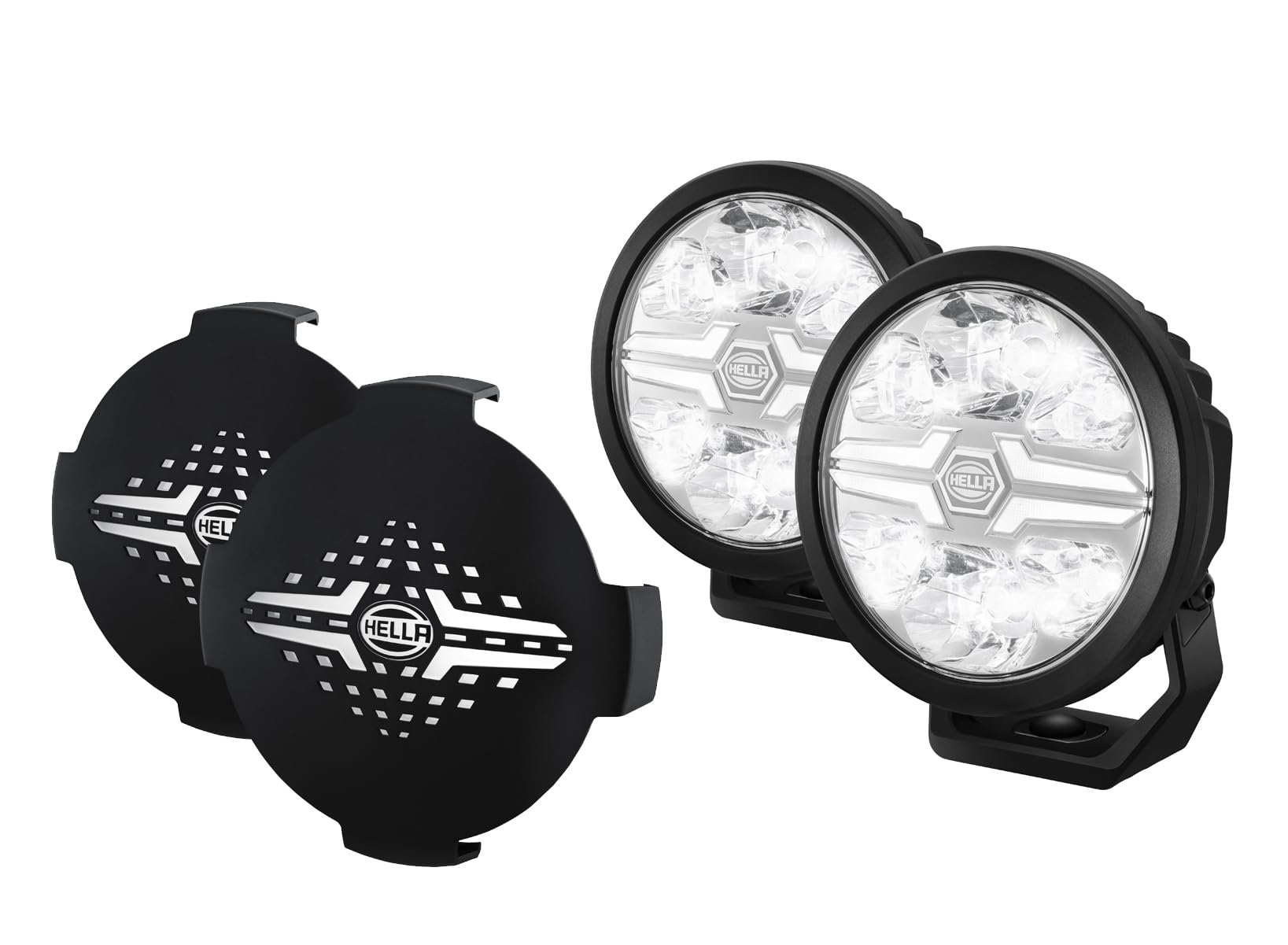 Hella 6-Inch Round Blade LED Off-Road Auxiliary Light Kit – 8,500 Lumens, 2 Lights & Covers for Cars, Trucks, SUVs & ATVs (358228801) | 2-Pack