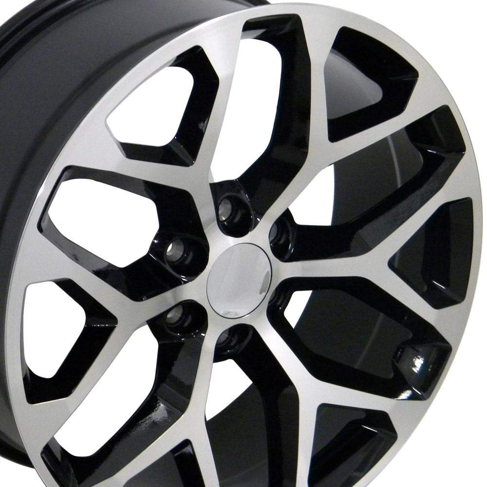 20 Inch OE Wheels CV98B Rim Fits Silverado 1500 Snowflake Style 6x139.7 20x9 Gloss Black Machined - Hollander 5668 (1)