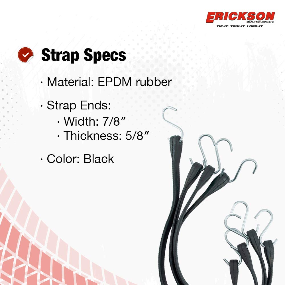 Multiple Length Erickson 06610 EPDM Rubber Tarp Strap, (Pack of 10)