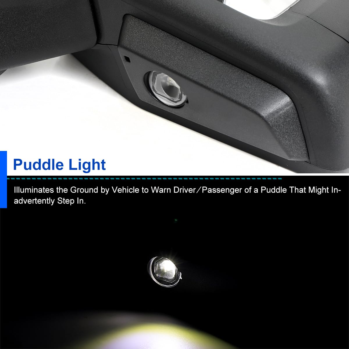 Spec-D Tuning Black Power Fold Left Driver Side Power Heated Side Mirror w/Blind Spot + Temp Sensor Compatible with 2019-2025 Chevy Silverado 1500