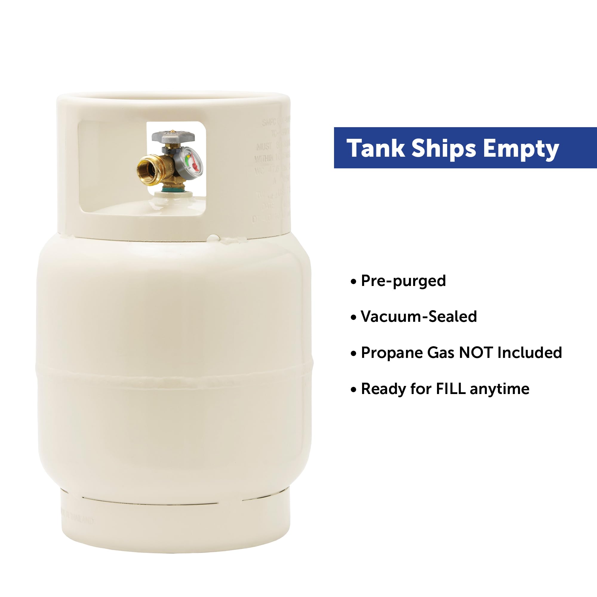 Flame King 20LB YSN201BT Steel Floor Buffer Propane Tank Cylinder with Vapor Valve and Level Gauge, White