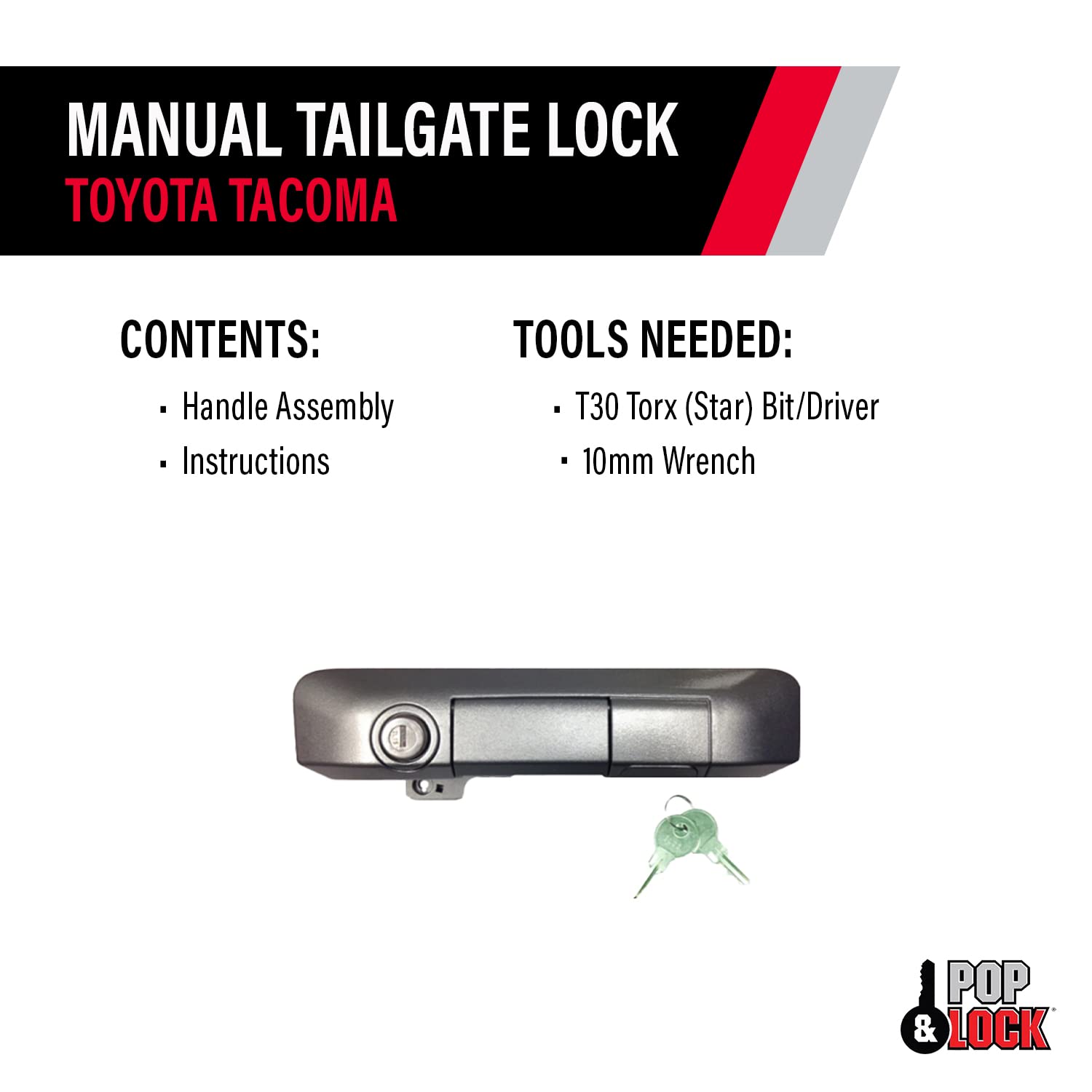 Pop & Lock Standard PL5508 Manual Tailgate Lock for Toyota Tacoma - Silver Sky Metallic