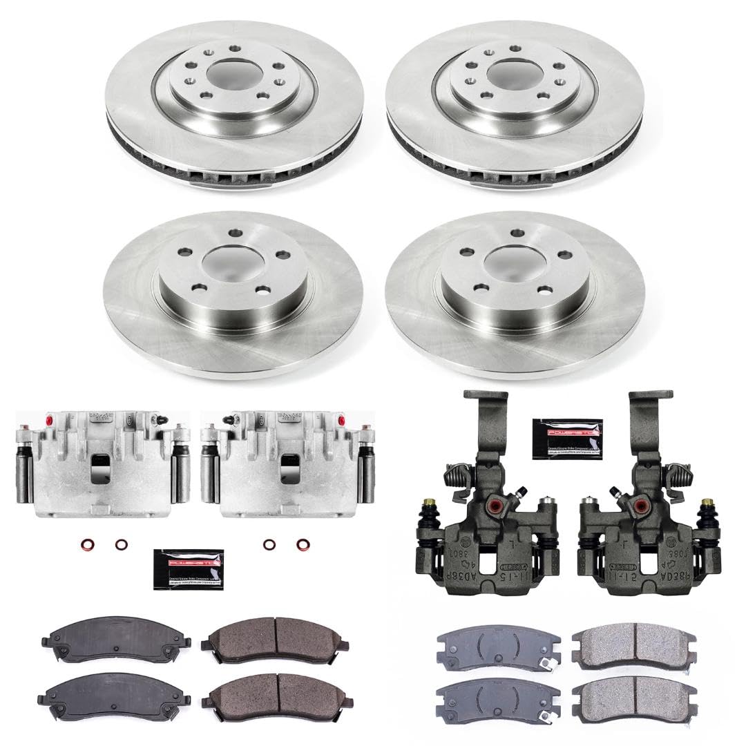 Power Stop Autospecialty KCOE1431 Front & Rear Caliper Brake Kit- Brake Rotors, Ceramic Brake Pads and Brake Calipers For Pontiac Bonneville 2004-2005 [Model Specific]
