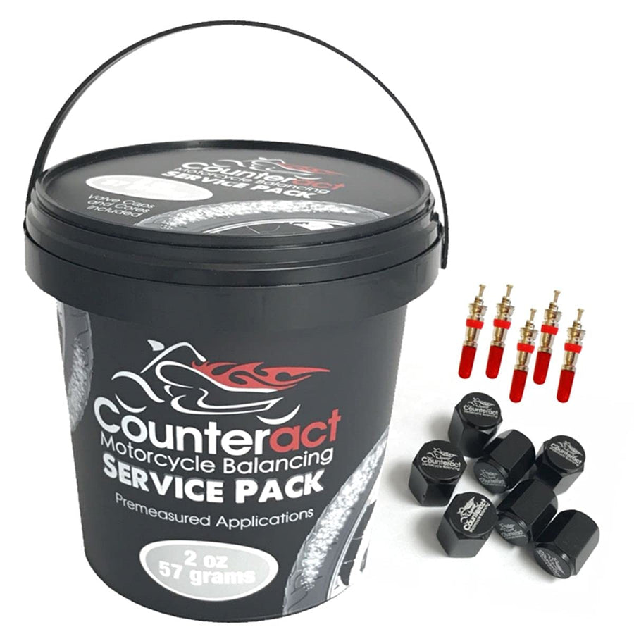 Counteract Motorcycle Tire/Wheel Balancing Bead Bulk Shop Service Pack Bucket MKSP2 - (20) 2oz Pre-Measured Bead Bags, (20) Vortex Valve Caps and Cores