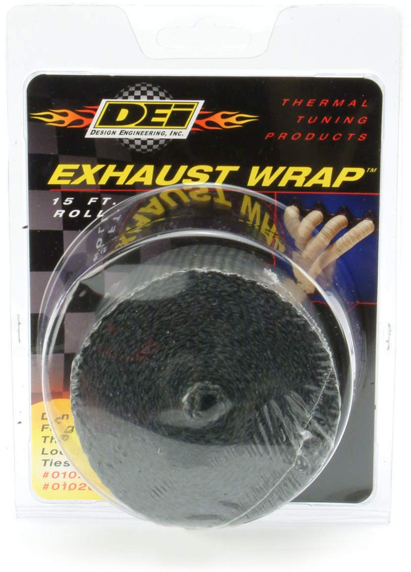 2" x 25' Black Design Engineering Glass Fiber Exhaust Heat Wrap - Heat Wrap for Exhaust Pipes, Pliable Exhaust Wrap Tape, Withstands 1800°F Direct Heat & 2500°F Intermittent Heat