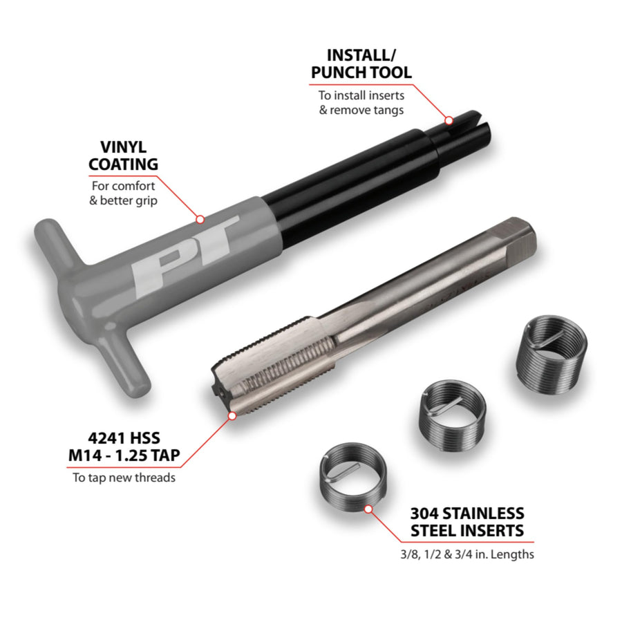 W86904 Performance Tool Thread Repair Kit M14-1.25. Restore Threads to The Original Sizing
