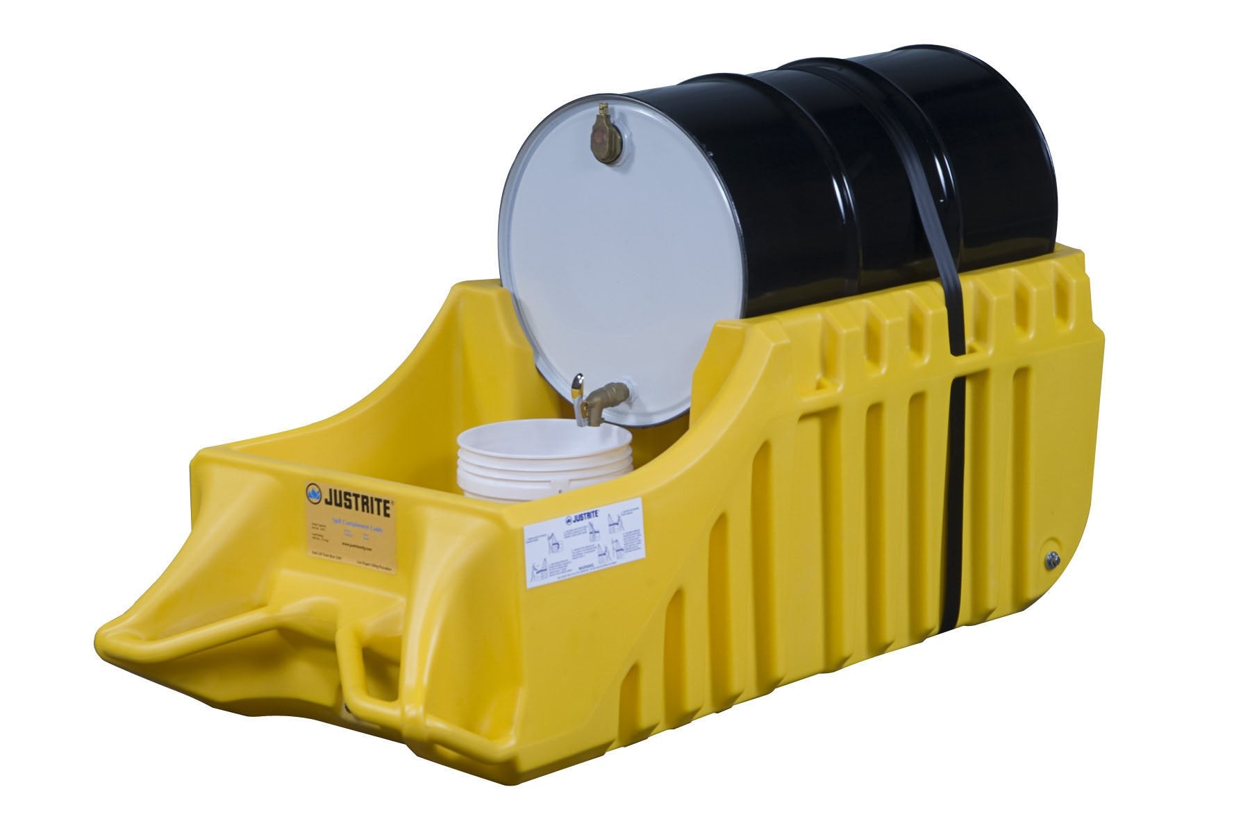 EcoPolyBlend Justrite 28664 66 Gallon Sump, 32" x 72" x 26" Size, 1250 Load Capacity Black Out-Door Portable Caddy