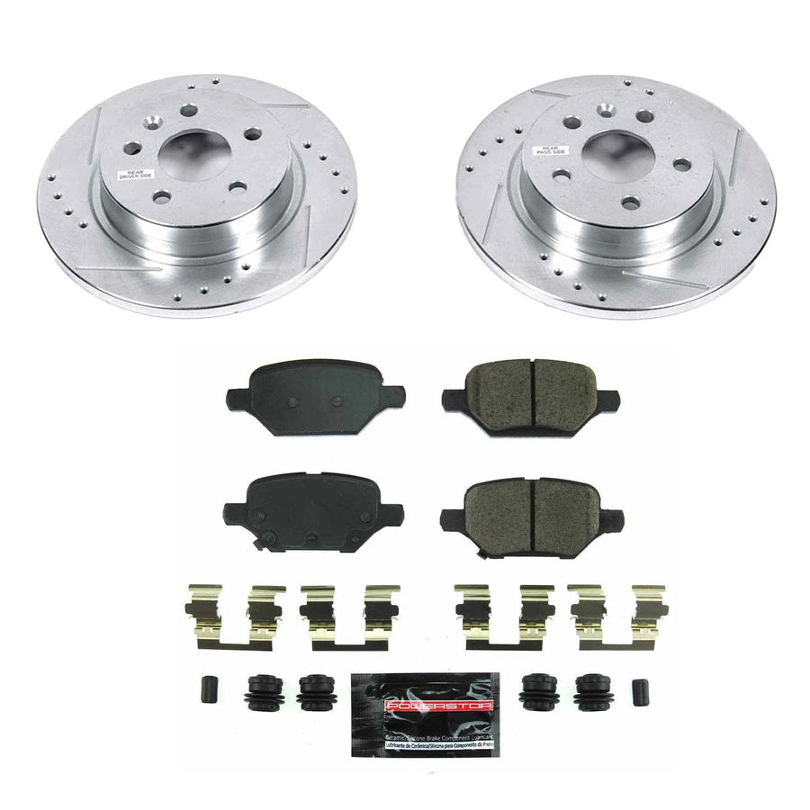 Z23 Power Stop K8488 Rear Brake Kit-Drilled/Slotted Brake Rotors & Carbon Ceramic Brake Pads For Buick Encore 2018-2022, Chevrolet Trax 2018-2022 [Model Specific]
