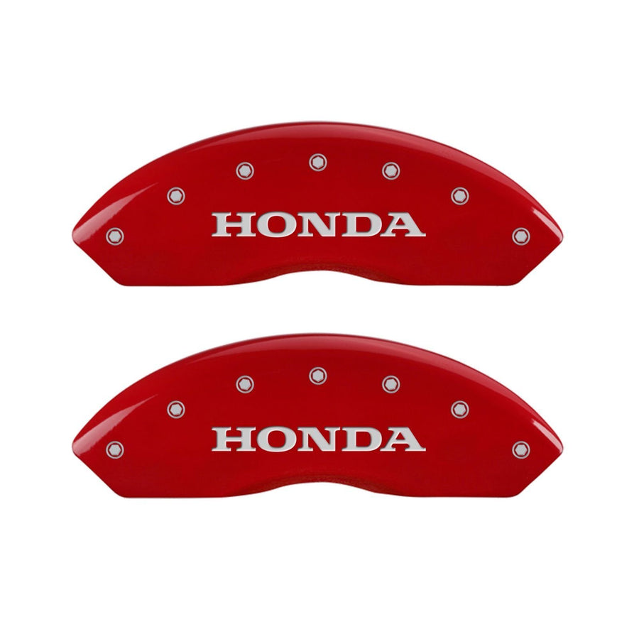 MGP Caliper Covers Red Powder Coat Finish 20203SODSRD Front and Rear Caliper Cover, Set of 4 (Honda Odyssey Silver Characters, Engraved)