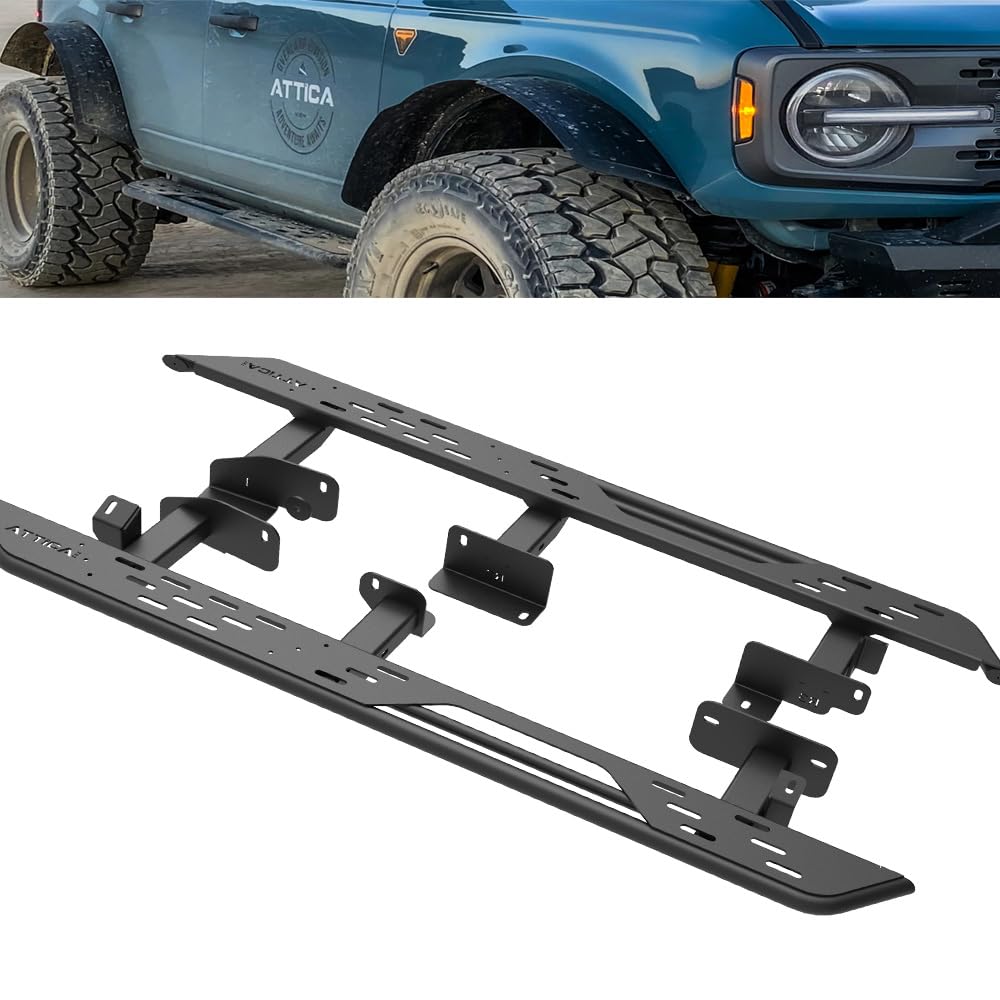 Cobra Tek - Side Steps Attica4x4 Terra Series | Compatible with Ford Bronco (2021-2023) | 4 Door only | Rugged Overland-Inspired Design with Heavy-Duty Steel Construction and Grip Plates.