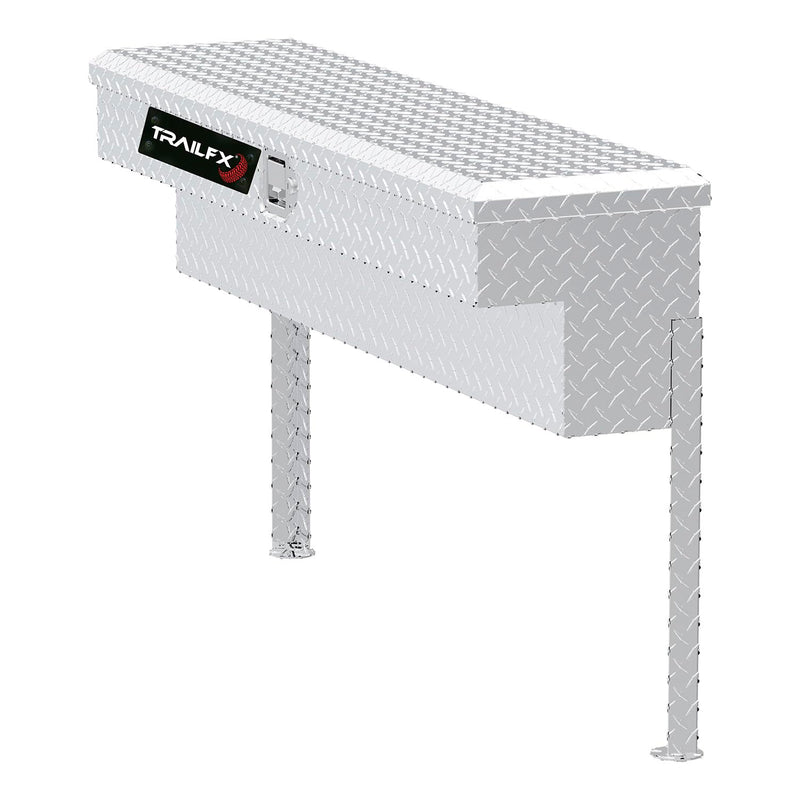 Side Mount Tool Box TrailFX Single Lid with Struts Polished 16-Gauge Diamond Tread Aluminum 3 Cubic Foot 48" Length x 11-1/4" Width x 11" Height Bright Finish TrailFX 160481