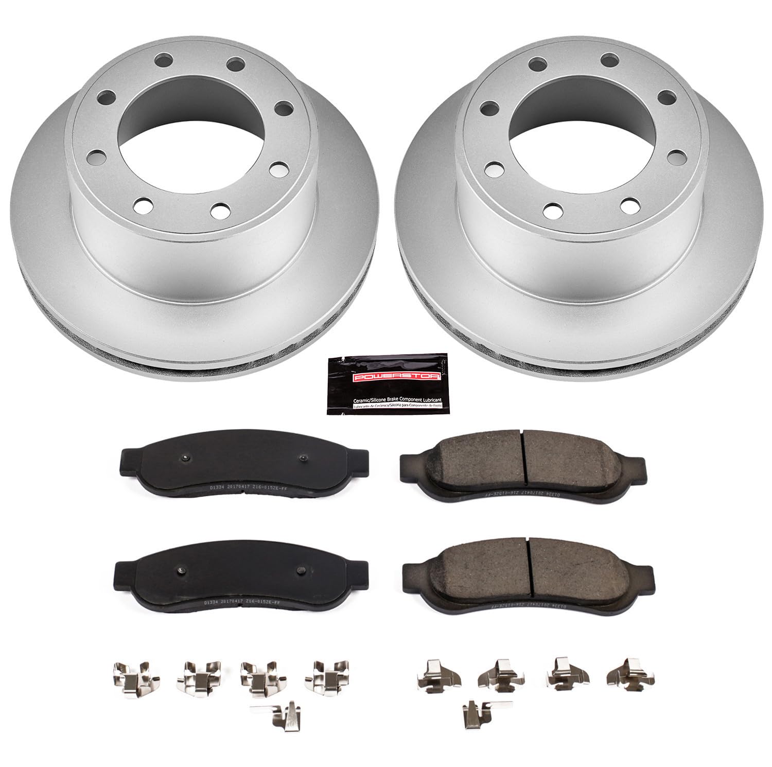 Power Stop CRK5578 Brake Rotor & Coated Ceramic Brake Pads- rear For Ford F-250 Super Duty 2010-2012, Ford F-350 Super Duty 2010-2012 [Model Specific]